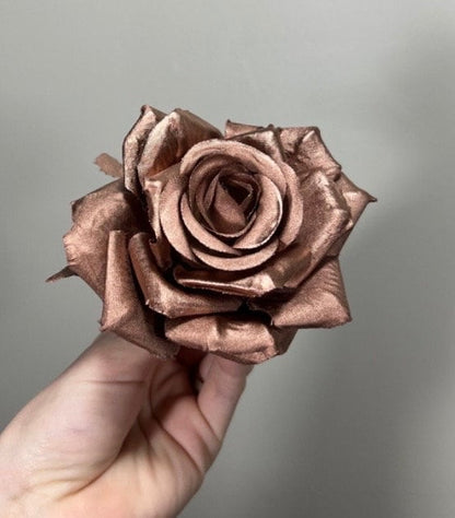 Rose Gold Artificial Flowers Head Rose Rose Gold High Quality Wedding Fake Roses Rose Gold Home Decor Silk Bridal Accessories Decorative