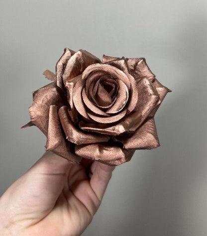 Rose Gold Artificial Flowers Head Rose Rose Gold High Quality Wedding Fake Roses Rose Gold Home Decor Silk Bridal Accessories Decorative