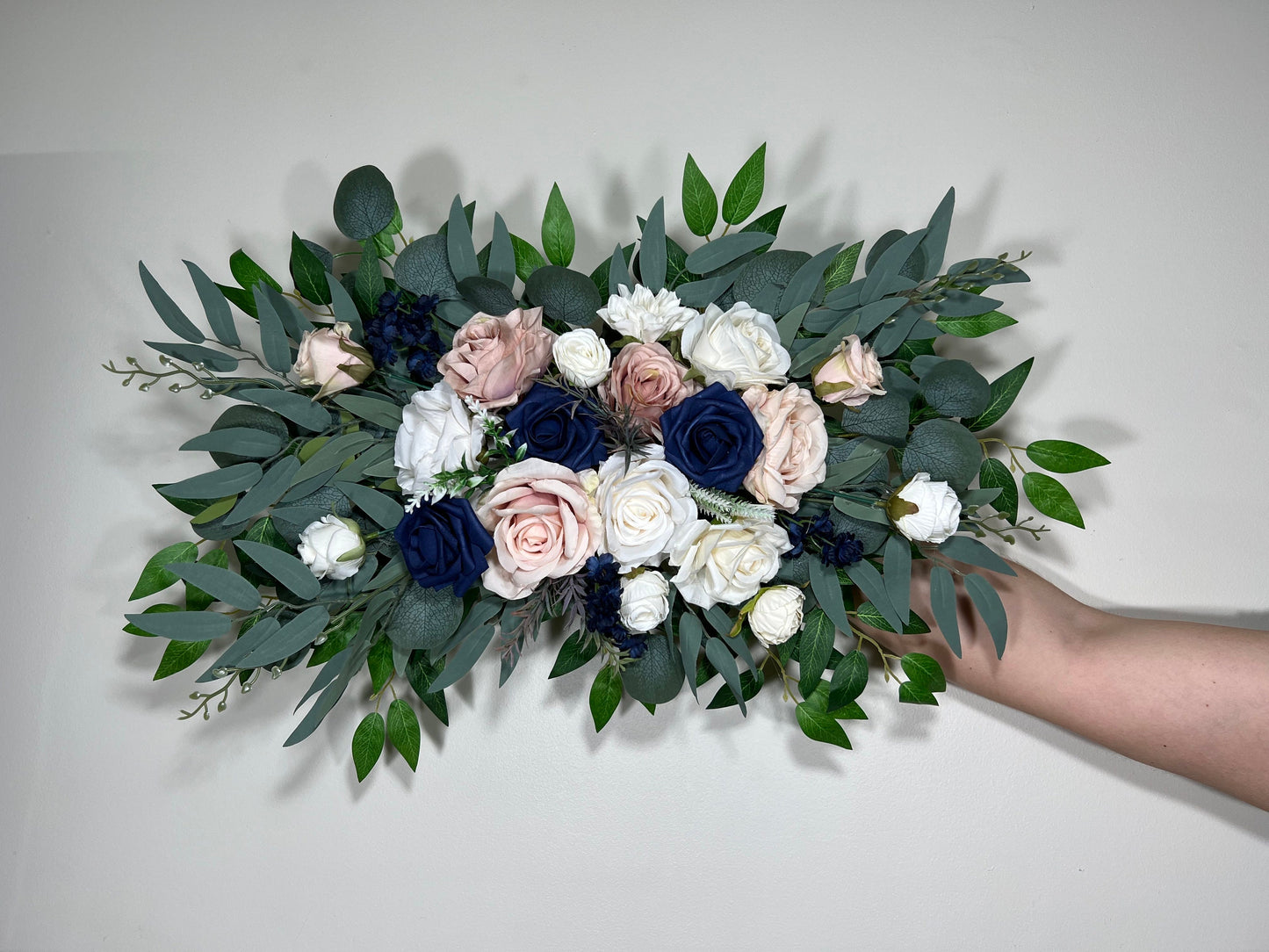 Wedding Arch Arrangement Dusty Rose Arch Aisle Navy Blue Arrangement Dusty Rose Navy Blue Wall Decor White Swag Artificial Flower