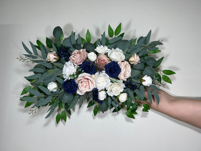 Wedding Arch Arrangement Dusty Rose Arch Aisle Navy Blue Arrangement Dusty Rose Navy Blue Wall Decor White Swag Artificial Flower