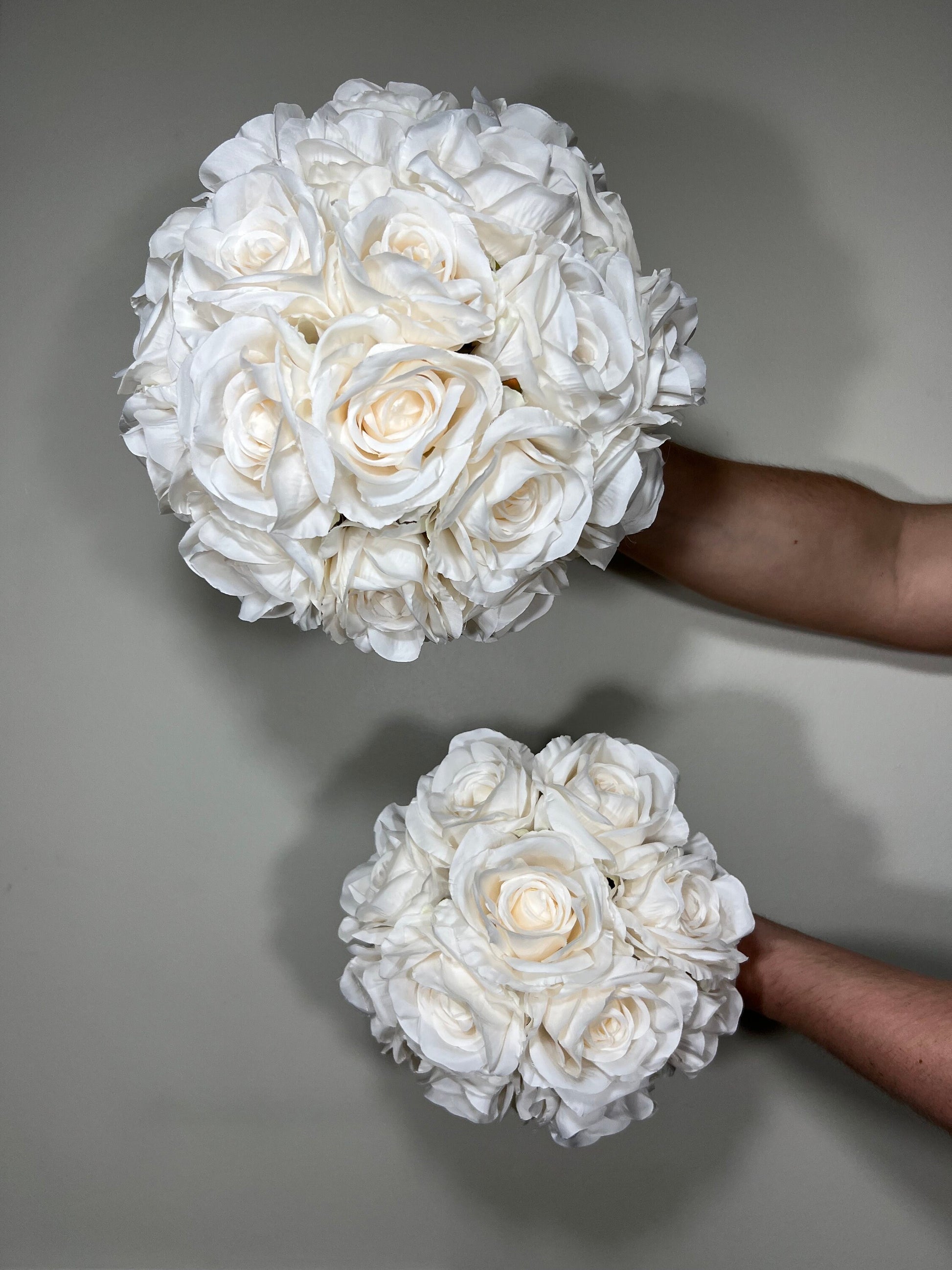 Wedding Bouquet White Bridal Wedding Ivory Classic Rose Bridesmaids Decor Handmade Artificial Faux Flower White Bouquet Rose Decoration