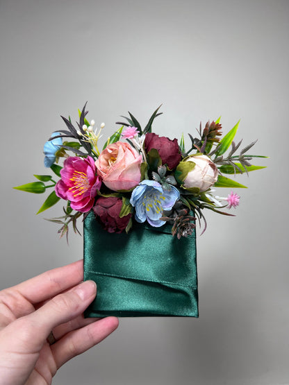 Wedding Pocket Boutonniere Groom Boutonnière Pink Square Groomsmen Pocket Boutonniere Blue Dusty Rose Rustic Jewel tone Artificial Flowers
