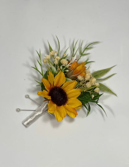 Sunflower Boutonniere Burgundy Groom  Boutonnières Groomsmen Sunflower Boutonnière Red Groom Fall Sunflower Artificial Flowers