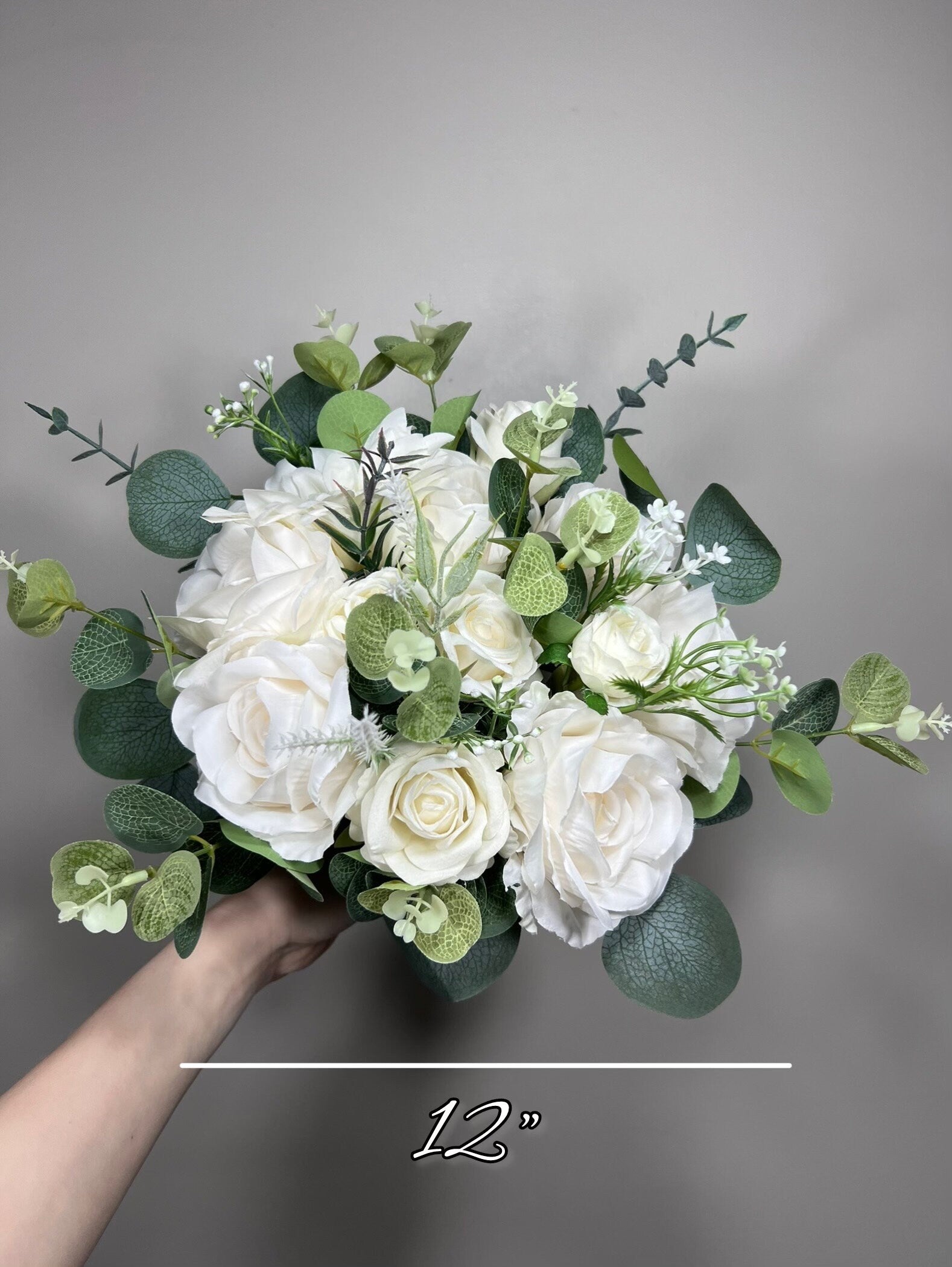 Wedding White Bouquet Bridal Ivory Bouquet Classic Sage Eucalyptus Greenery Bridesmaids Bouquet White Artificial Flowers