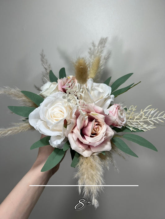 Wedding Dusty Rose Bouquet Bridal White Boho Dusty Rose Bouquet Pampas Grass Bridesmaids Bouquet Pink Greenery Ivory Mauve Artificial