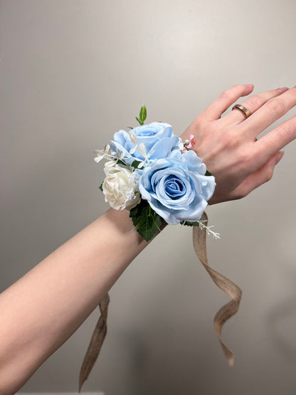 Wedding Bouquet Dusty Blue Bridal Rustic Wedding White Bouquet Wild Flower Dusty Rose Light Blue Sky Eucalyptus Flower Ivory Artificial