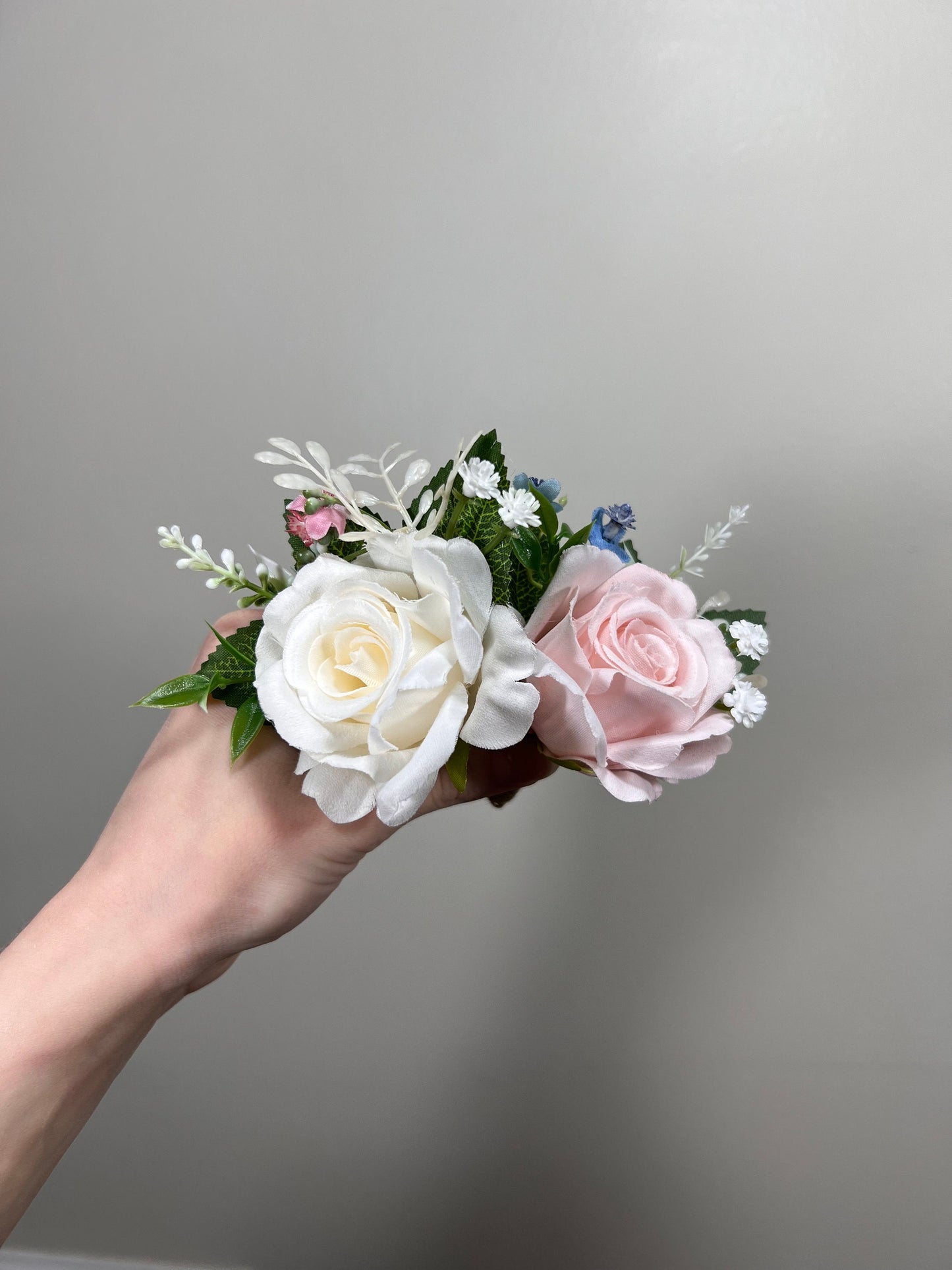 Wedding Bouquet Dusty Blue Bridal Rustic Wedding White Bouquet Wild Flower Dusty Rose Light Blue Sky Eucalyptus Flower Ivory Artificial