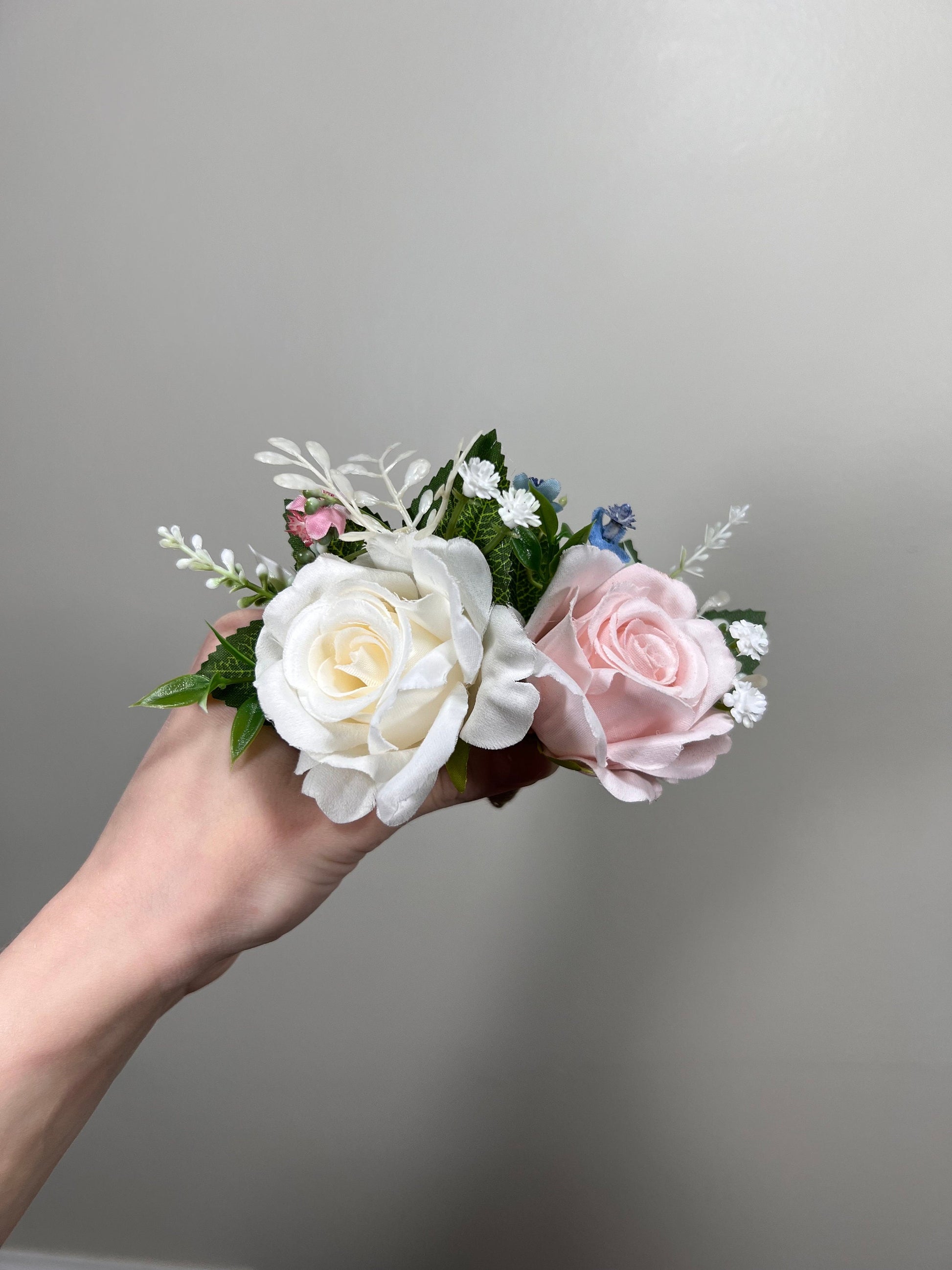 Wedding Bouquet Dusty Blue Bridal Rustic Wedding White Bouquet Wild Flower Dusty Rose Light Blue Sky Eucalyptus Flower Ivory Artificial