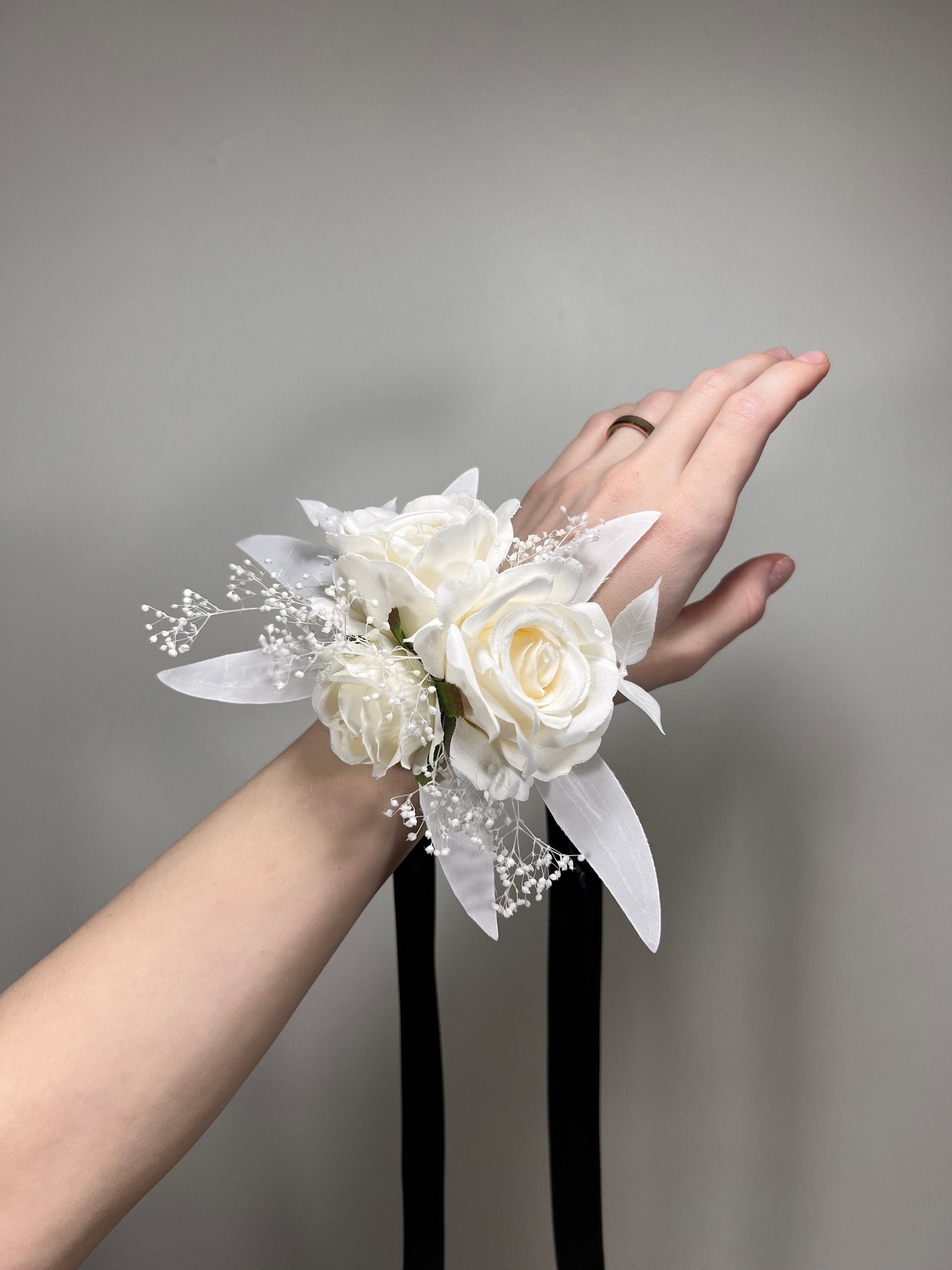 Wedding Corsage White Groom Wedding Groomsmen Boutonnière Ivory Artificial Flowers White Rose Classic Corsage White