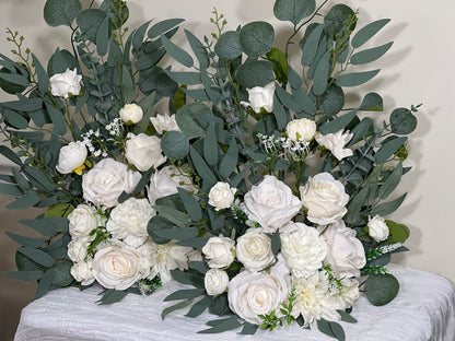 Set of 2 Wedding Aisle Marker Flower Floor Arrangement Barrel Décor White Ground Arch Ivory Flower