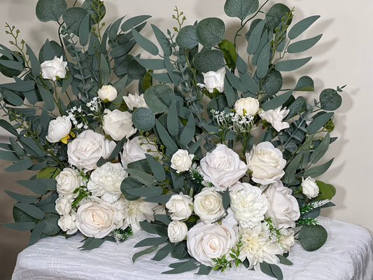 Set of 2 Wedding Aisle Marker Flower Floor Arrangement Barrel Décor White Ground Arch Ivory Flower