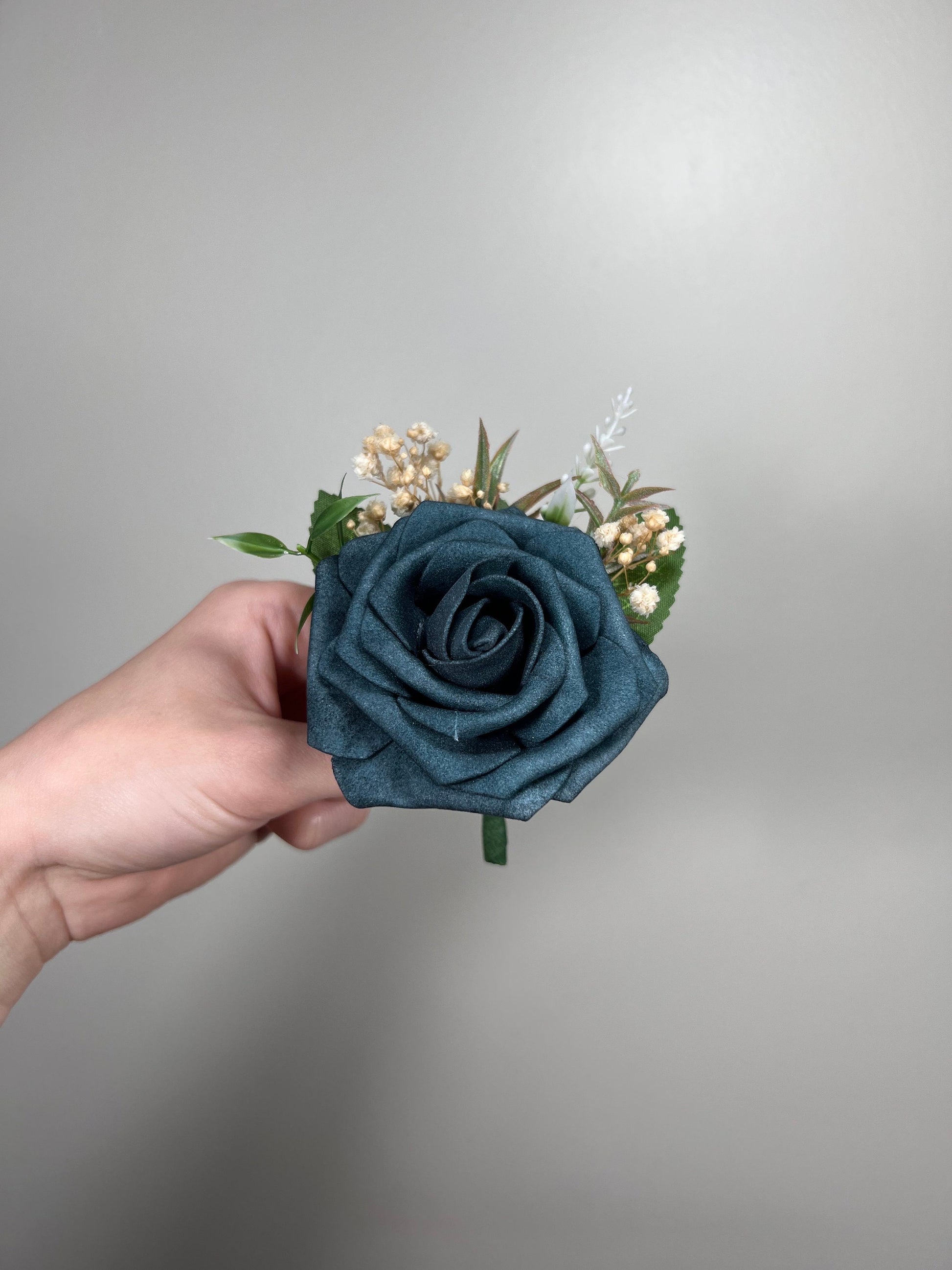 Dark Teal Corsage Wedding Groom Teal Corsage Mom Corsage Deep Teal Boutonniere Artificial Flowers