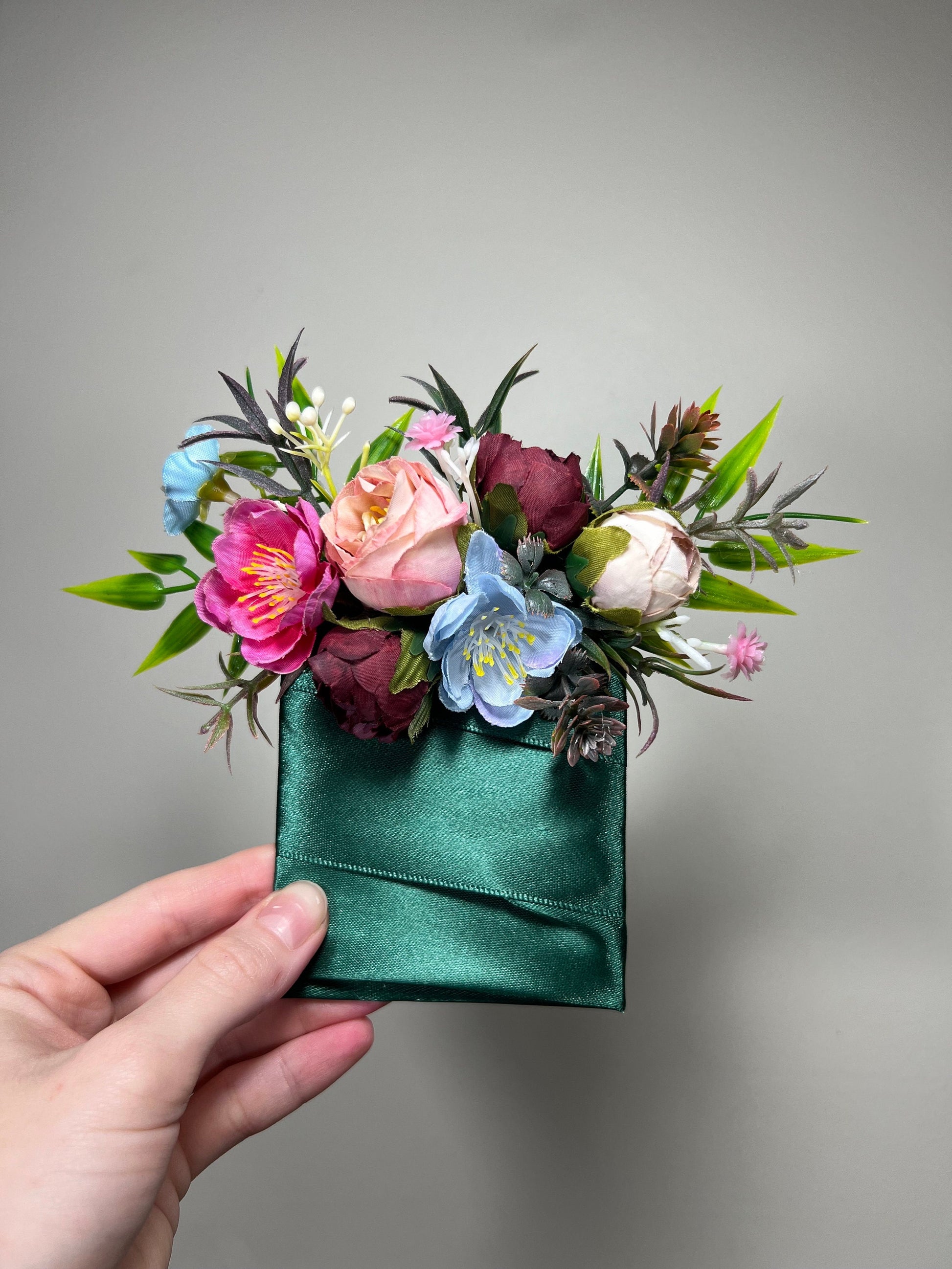 Wedding Pocket Boutonniere Groom Boutonnière Pink Square Groomsmen Pocket Boutonniere Blue Dusty Rose Rustic Jewel tone Artificial Flowers