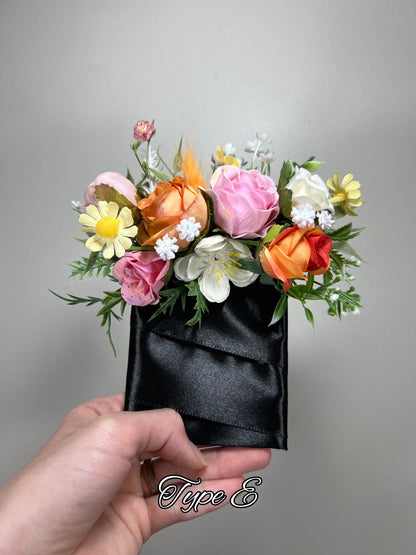 Wedding Pocket Boutonniere White Groom Boutonnière Dusty Rose Orange Square Groomsmen Pocket Boutonniere Dandelion Artifical Flower Wild