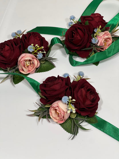 Wedding Bouquet Jewel Tone Red Bridal Wedding Dusty Rose Bridesmaids Bouquet Pink Blue Purple Dark Greenery Purple Burgundy