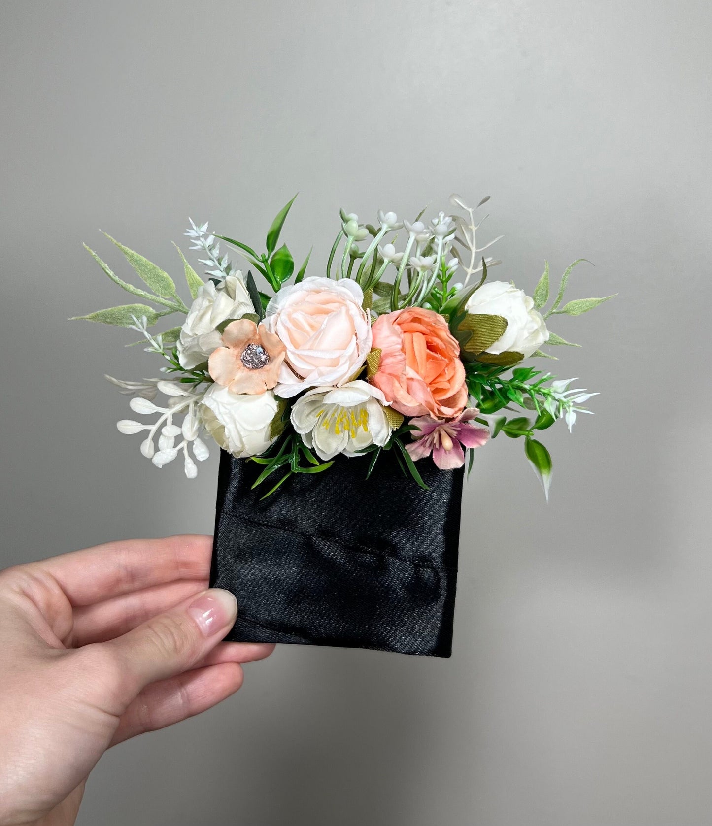 Wedding Pocket Boutonniere White Peach Groom Boutonnière Square Groomsmen Pink Wedding Pocket Boutonniere Coral Peach Artificial Flowers