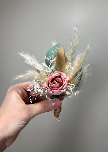 Wedding Dusty Rose Bouquet Bridal White Boho Dusty Rose Bouquet Pampas Grass Bridesmaids Bouquet Pink Greenery Ivory Mauve Artificial
