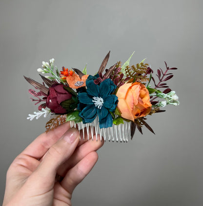 Wedding Dark Teal Bouquet Bridal Burgundy Terracotta Bridesmaids Burgundy Burnt Orange Bouquet Dark Teal Rust Artificial Flowers Bouquet