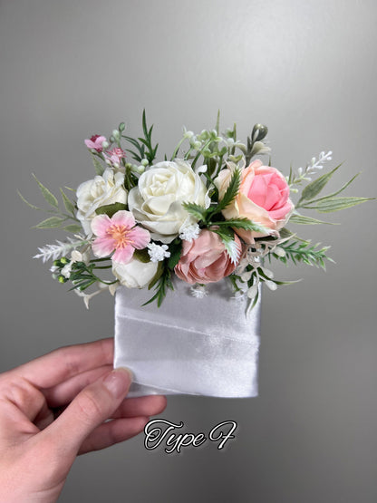 Wedding Pocket Boutonniere White Groom Boutonnière Pink Square Groomsmen Pocket Boutonniere Dusty Rose Wild Flowers Artificial Multicolor