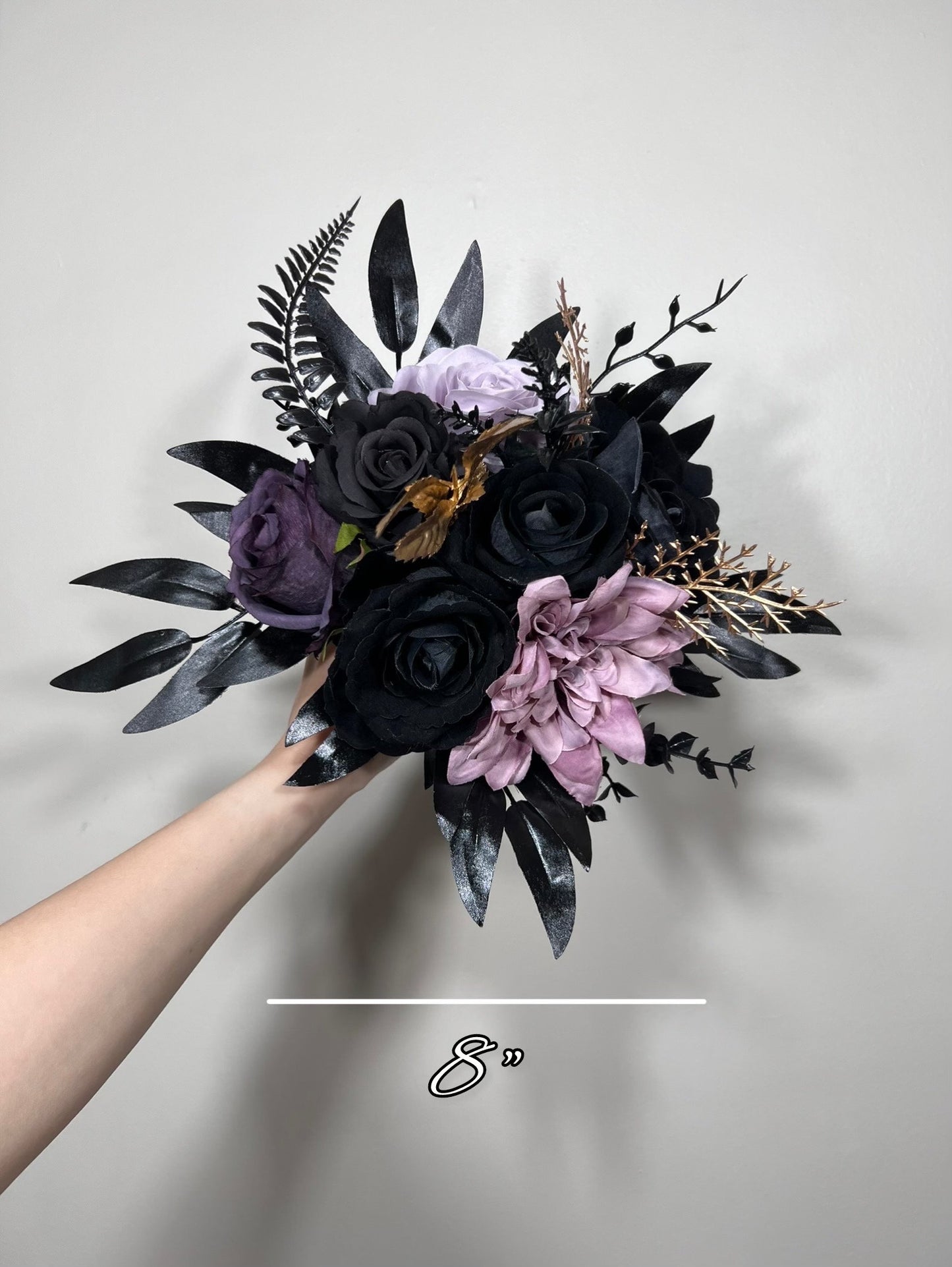 Wedding Bouquet Black Purple Bridal Cascade Bouquet Black Dark Purple Bridesmaids Bouquet Black Purple Calla Lily Artificial Flower