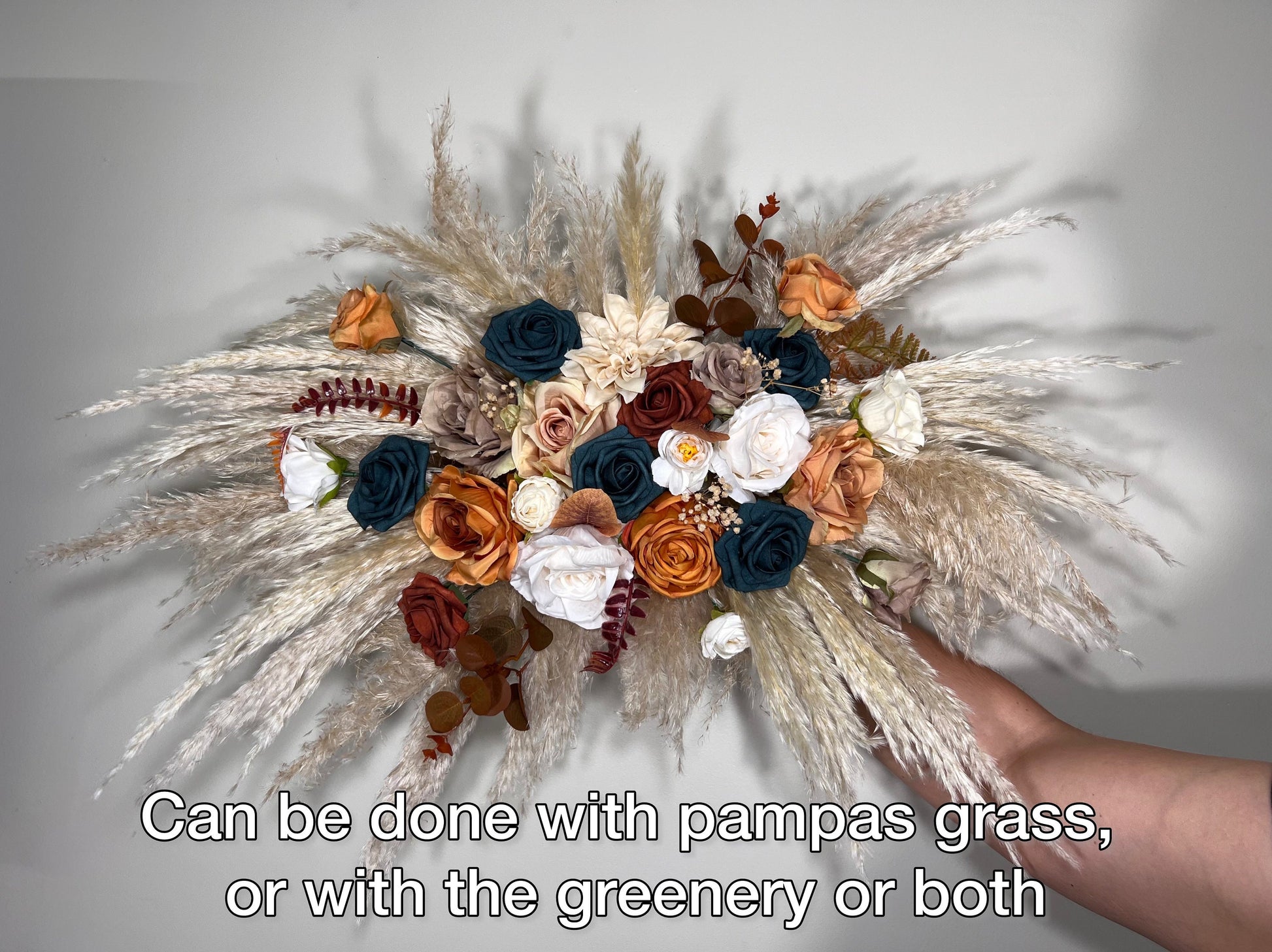 Dark Teal Bouquet Wedding Bridal Burgundy Terracotta Bridesmaids Burgundy Teal Burnt Orange Bouquet Dark Teal Rust Pampas Grass Reddit