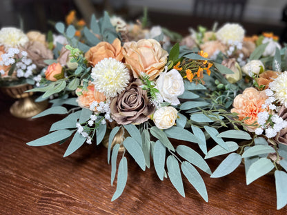Wedding Centerpiece Orange Brown Table Decor Terracotta White Centerpiece Wedding Table Centerpiece Burnt Orange Artificial Flower