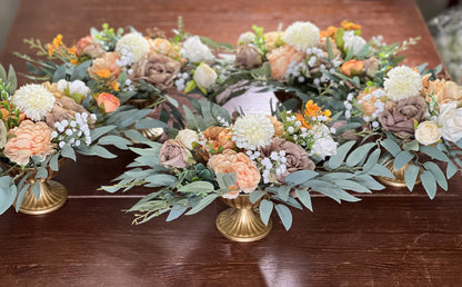 Wedding Centerpiece Orange Brown Table Decor Terracotta White Centerpiece Wedding Table Centerpiece Burnt Orange Artificial Flower