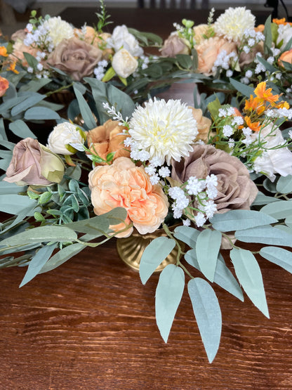 Wedding Centerpiece Orange Brown Table Decor Terracotta White Centerpiece Wedding Table Centerpiece Burnt Orange Artificial Flower