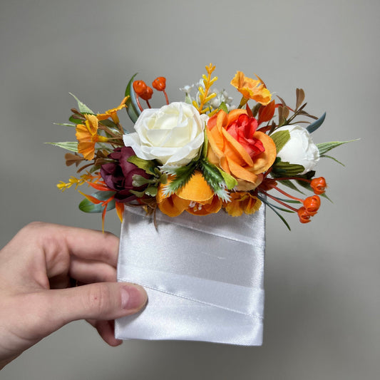 Wedding Pocket Boutonniere White Groom Boutonnière Rust Square Groomsmen Pocket Boutonniere Wedding Burnt Orange Burgundy Artificial Flowers