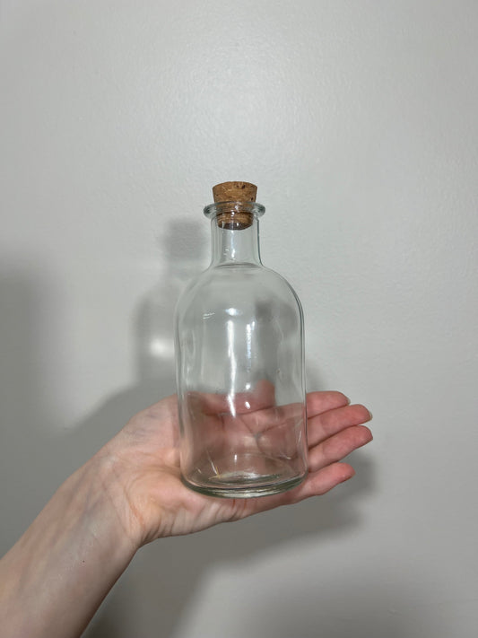 5.6" Glass Bottle Corked  Wedding Bottle Glass Home Decor Office Vintage Style  DIY Decor Bottle Bud Vase