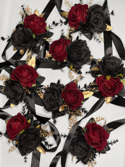 Wedding Black Corsage Burgundy Wedding Gothic Wrist Corsage Bridesmaids Corsage Mom Black Corsage Burgundy Gold Accessories Reddit