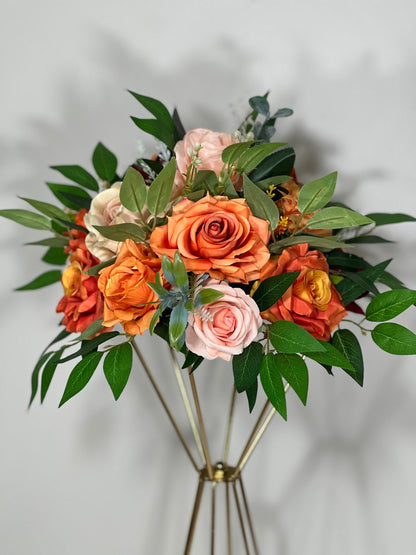 Wedding Orange Centerpiece Peach Terracotta Centerpiece Table Flower Ball Barrel Ivory Wiskey Stand  Burgundy Artificial Flower