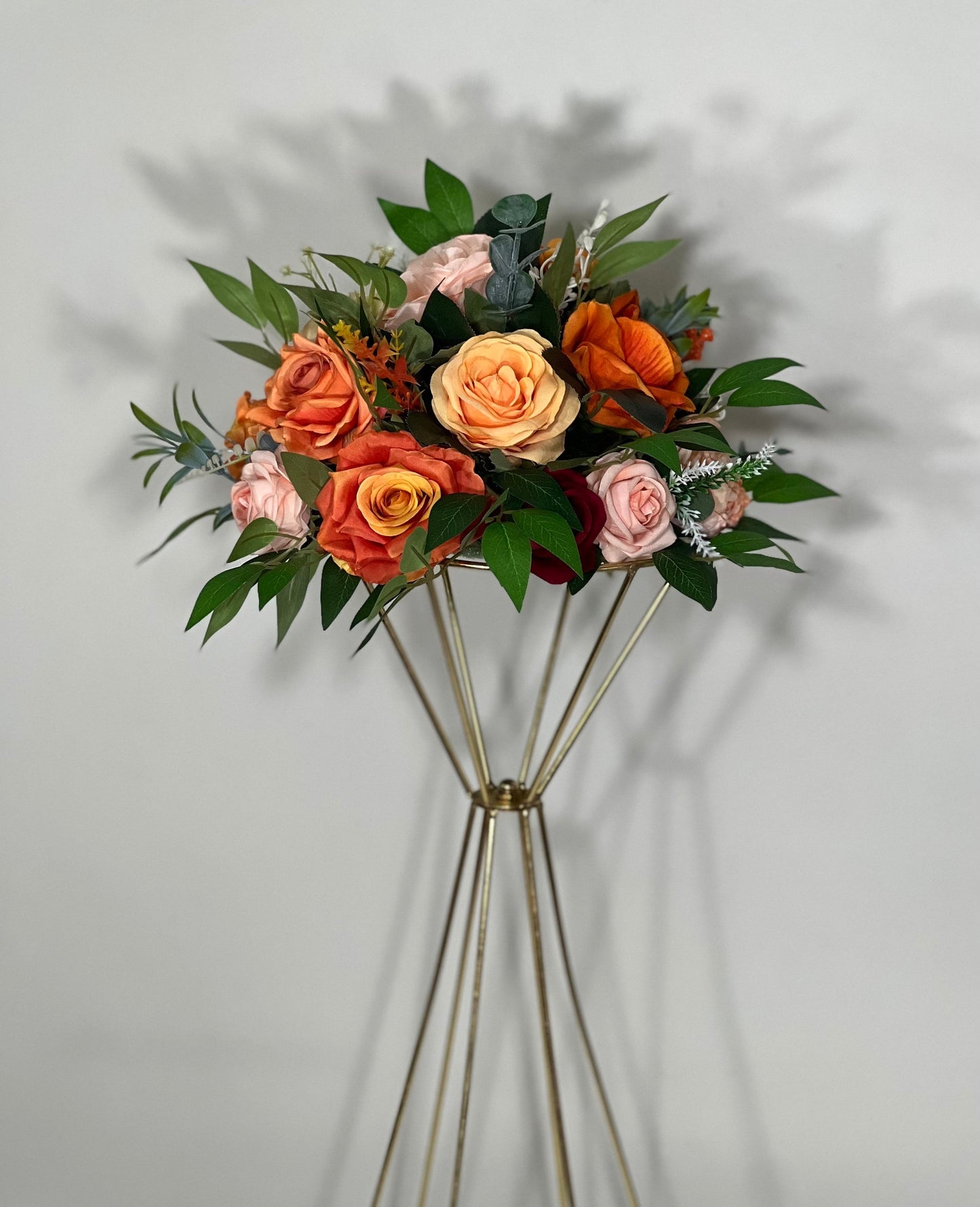 Wedding Orange Centerpiece Peach Terracotta Centerpiece Table Flower Ball Barrel Ivory Wiskey Stand  Burgundy Artificial Flower