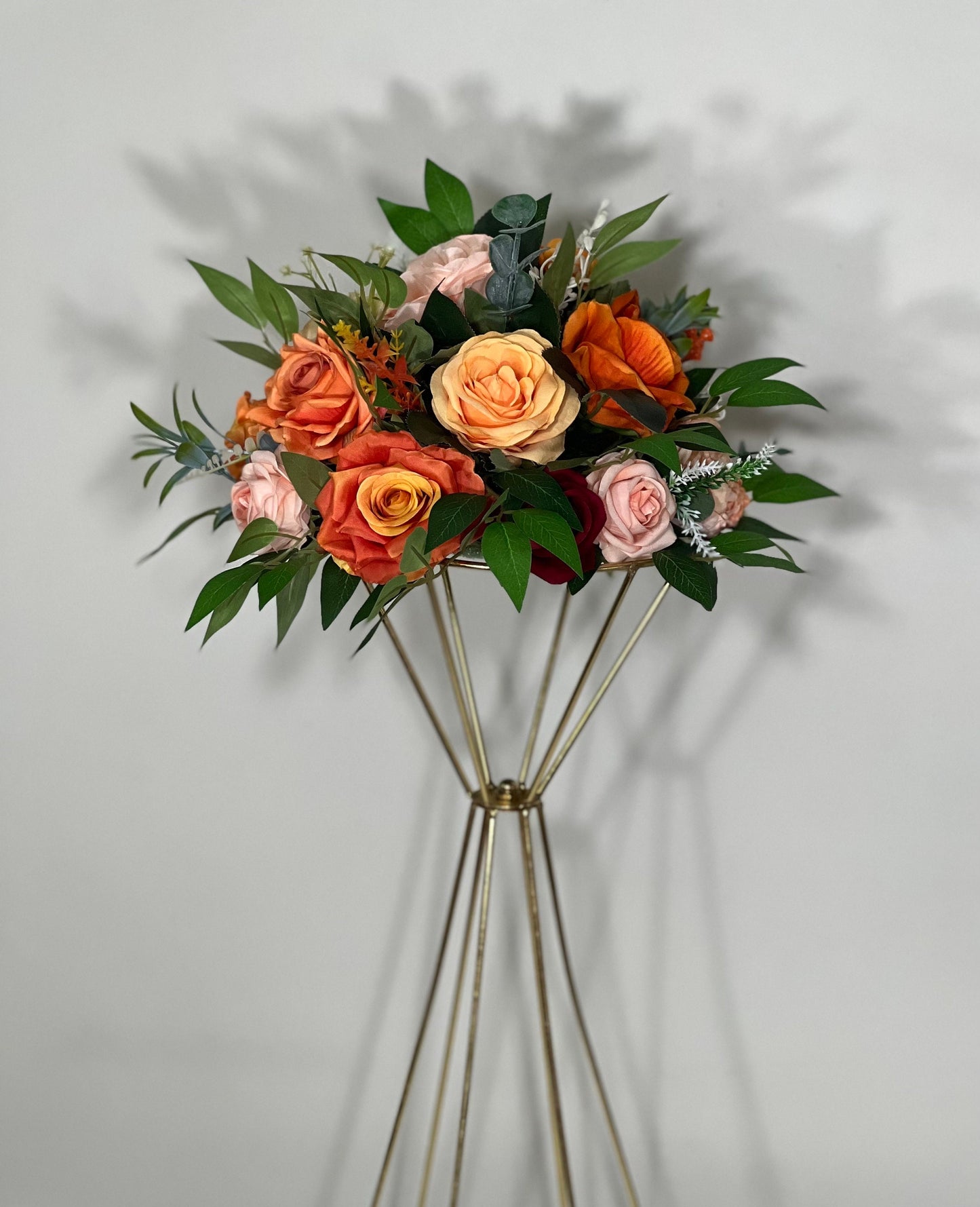 Wedding White Centerpiece Orange Terracotta Centerpiece Table Flower Ball Barrel Ivory Wiskey Stand  Burgundy Artificial Flower