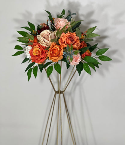 Wedding Orange Centerpiece Peach Terracotta Centerpiece Table Flower Ball Barrel Ivory Wiskey Stand  Burgundy Artificial Flower