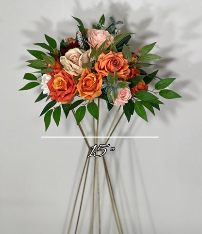 Wedding Orange Centerpiece Peach Terracotta Centerpiece Table Flower Ball Barrel Ivory Wiskey Stand  Burgundy Artificial Flower