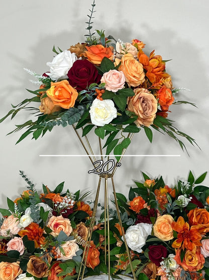 Wedding Orange Centerpiece Peach Terracotta Centerpiece Table Flower Ball Barrel Ivory Wiskey Stand  Burgundy Artificial Flower