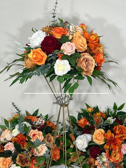 Orange Centerpiece Wedding Peach Terracotta Centerpiece Table Flower Ball Barrel Ivory Wiskey Stand Burgundy White Artificial Flower