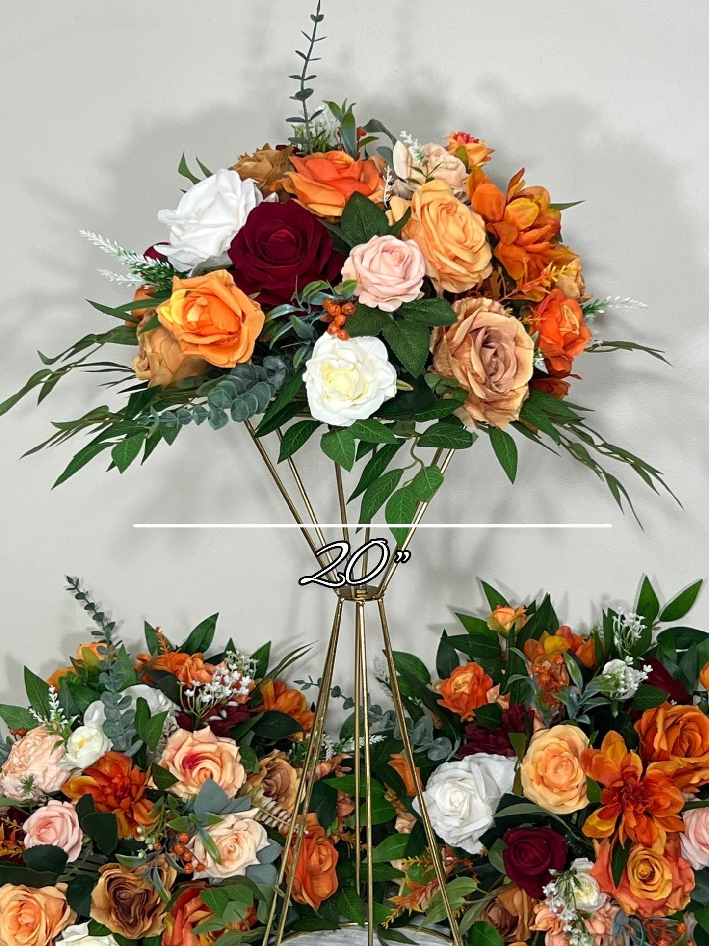 Wedding Orange Centerpiece Peach Terracotta Centerpiece Table Flower Ball Barrel Ivory Wiskey Stand Burgundy Artificial Flower