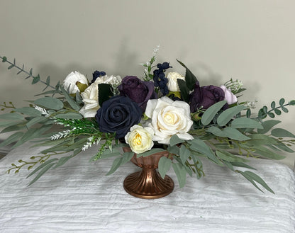 Wedding Centerpiece Purple Table Ivory Decor  White Centerpiece Navy Blue Wedding Table Centerpiece Plum Lavender Artificial Flower