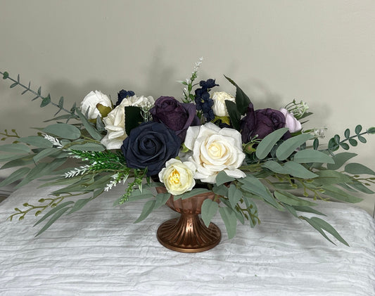 Wedding Centerpiece Purple Table Ivory Decor White Centerpiece Navy Blue Wedding Table Centerpiece Plum Lavender Artificial Flower
