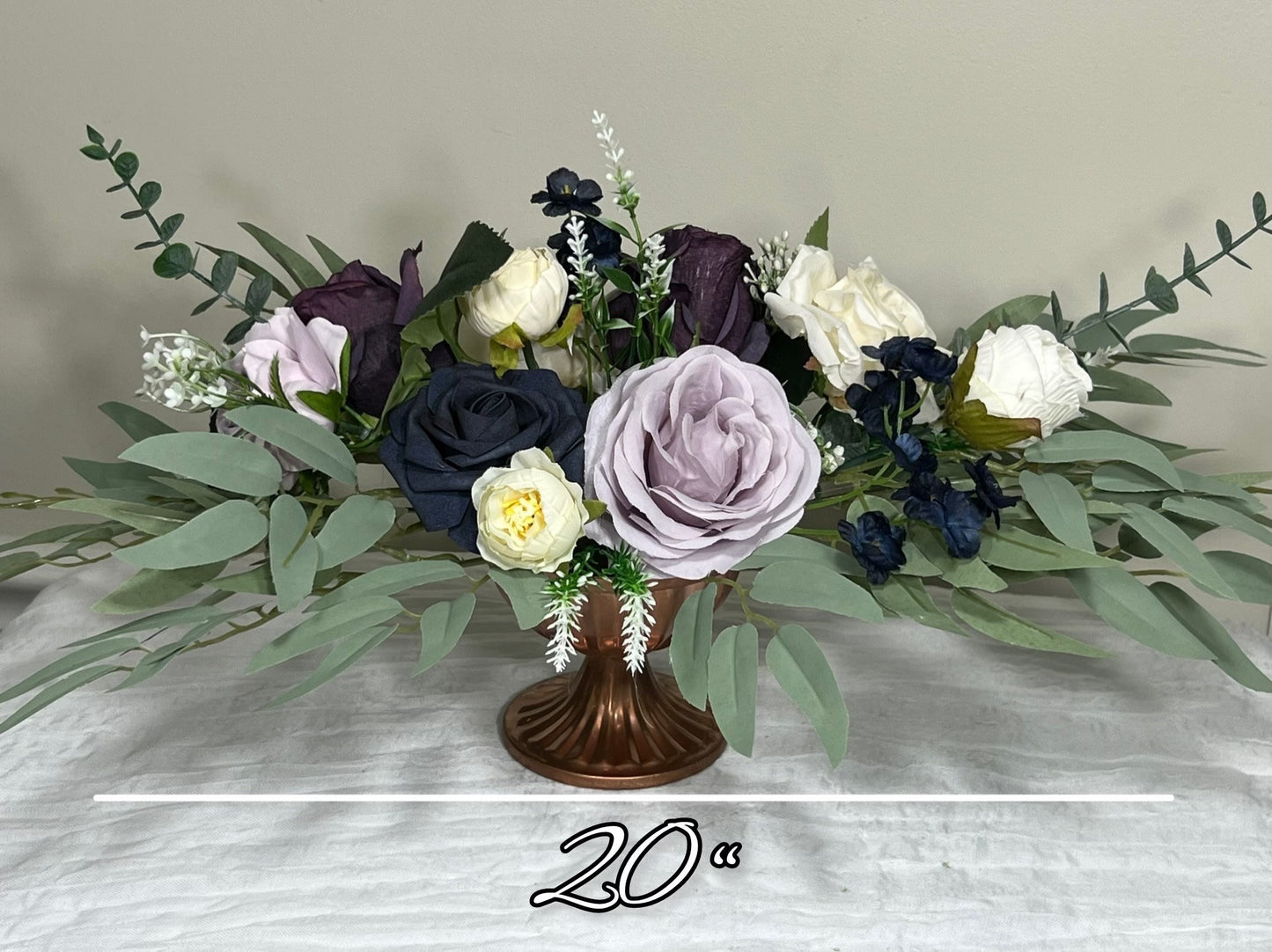 Wedding Centerpiece Purple Table Ivory Decor  White Centerpiece Navy Blue Wedding Table Centerpiece Plum Lavender Artificial Flower