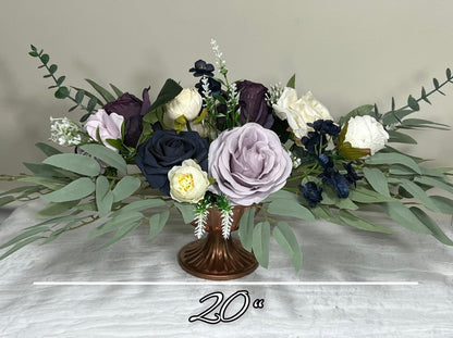 Wedding Centerpiece Purple Table Ivory Decor White Centerpiece Navy Blue Wedding Table Centerpiece Plum Lavender Artificial Flower