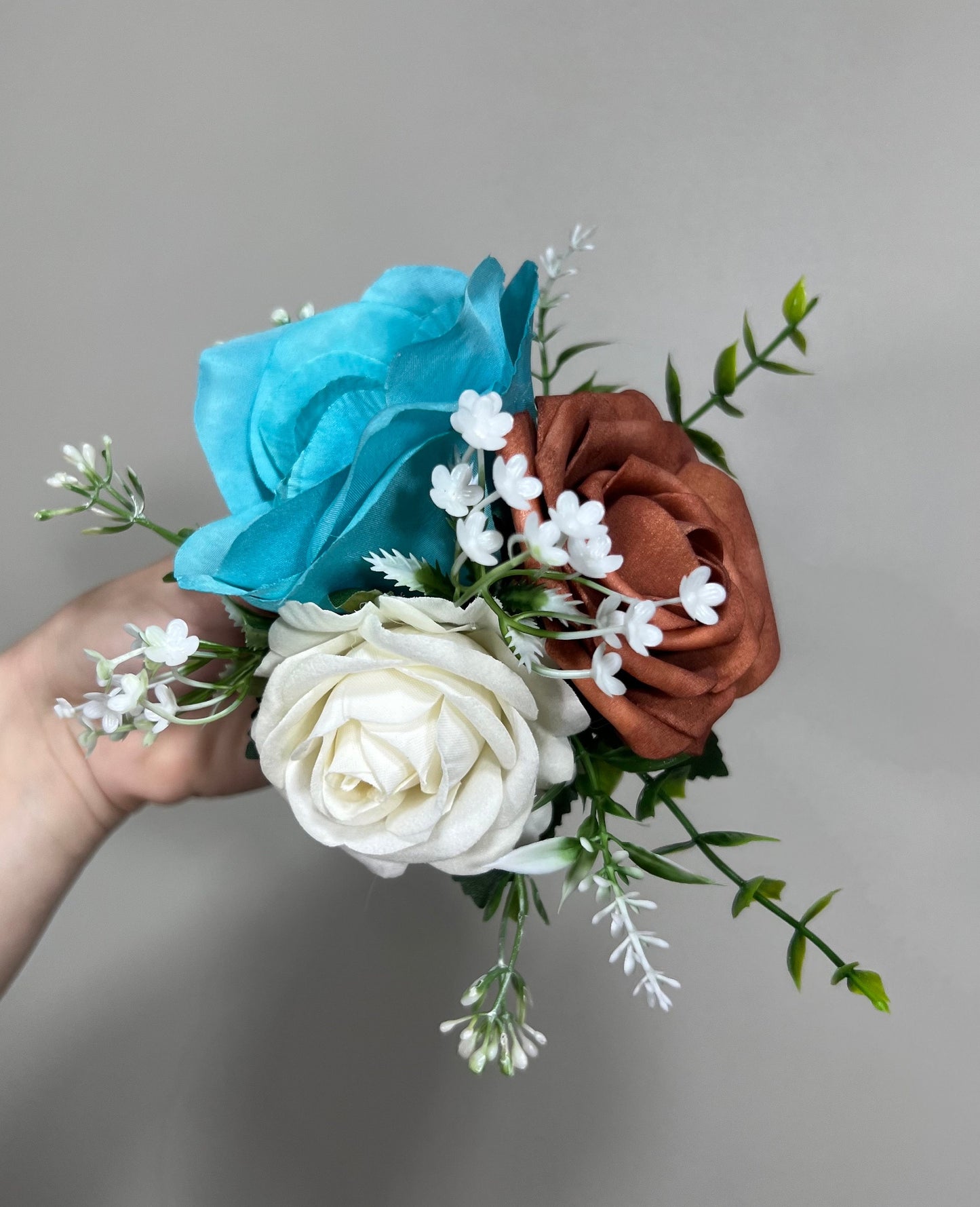 Cake Decoration White Wedding Topper Turquoise Flower Decor Cake Arrangements Teal Terracotta Cake Decoration Rust Ivory Flower Cake Decor