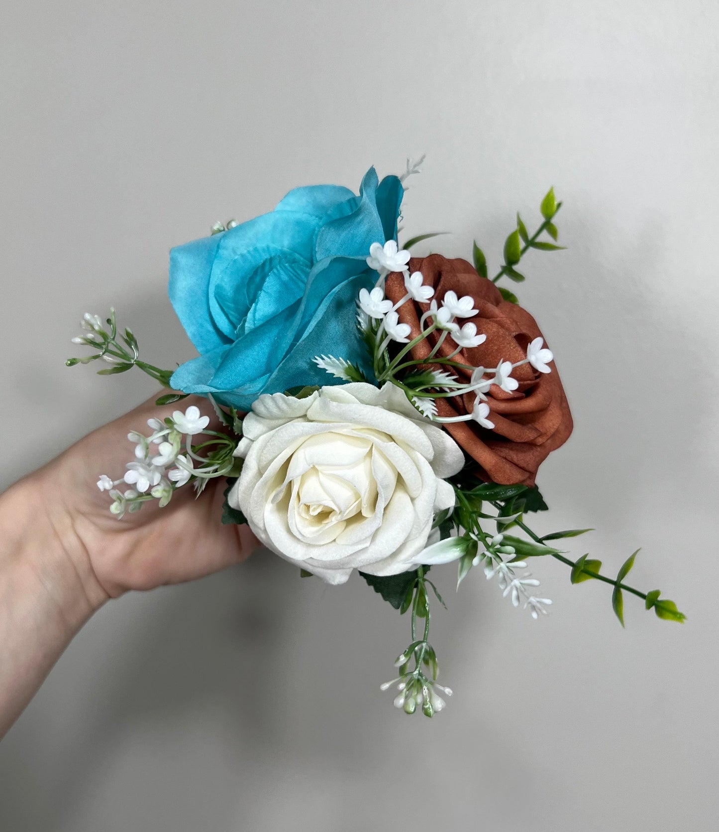 Cake Decoration White Wedding Topper Turquoise Flower Decor Cake Arrangements Teal Terracotta Cake Decoration Rust Ivory Flower Cake Decor