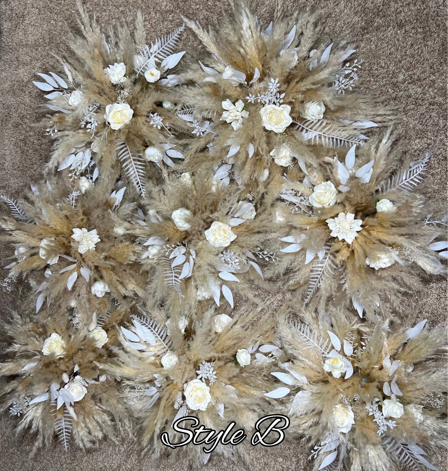 Wedding White Centerpiece Boho Pampas Grass Centerpiece Table Flower Ball Barrel Decor Wiskey Stand Ivory Artificial Flower