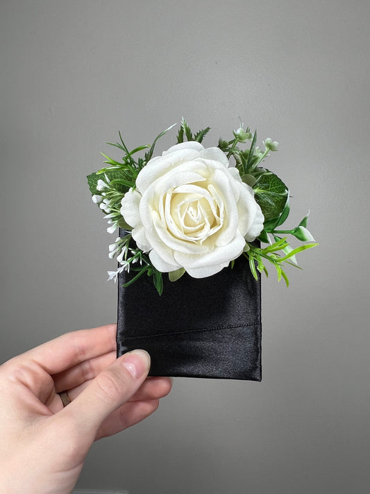 Wedding Pocket Boutonniere White Groom Boutonnière Ivory Square Groomsmen Pocket Boutonniere Wedding Ivory Rustic Artificial Flowers