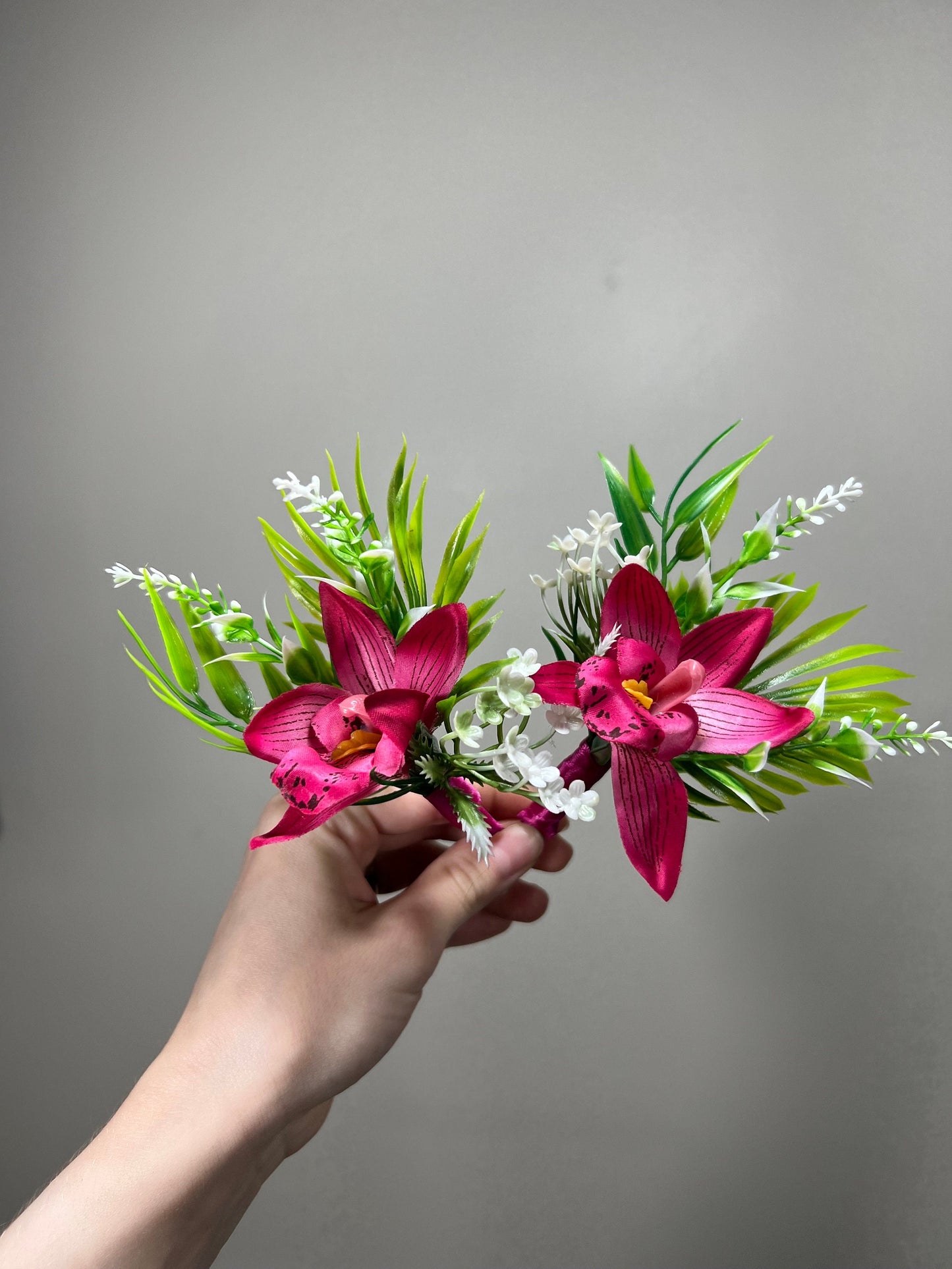 Orchid Boutonniere Wedding Groom Fuchsia Boutonniere Hot Pink Groomsmen Beach Boutonniere Tropical Deep Pink Orchid Artificial Flowers