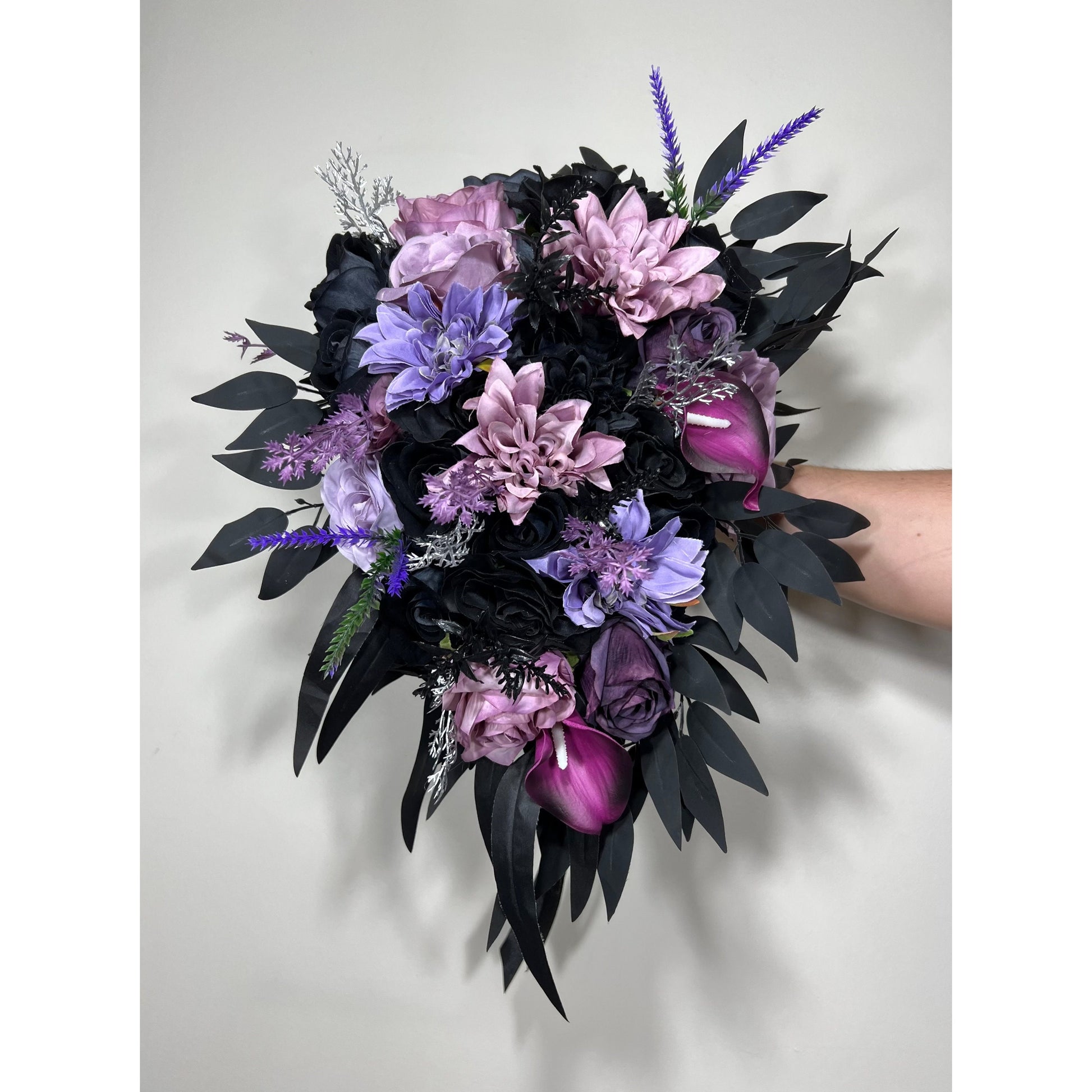 Wedding Bouquet Black Purple Bridal Cascade Bouquet Black Dark Purple Bridesmaids Bouquet Black Purple Calla Lily Artificial Flower Reddit