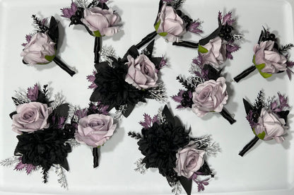 Wedding Bouquet Black Purple Bridal Gothic Bouquet Black Dark Purple Bridesmaids Bouquet Black Purple Artificial Flower